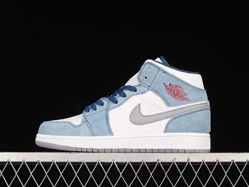 All categories Air Jordan Jordan series basketball shoes Air Jordan 1 Mid Air Jordan 1 Mid "French Blue" AJ1 Joe 1 washed blue mid-top basketball shoes DN3706-401